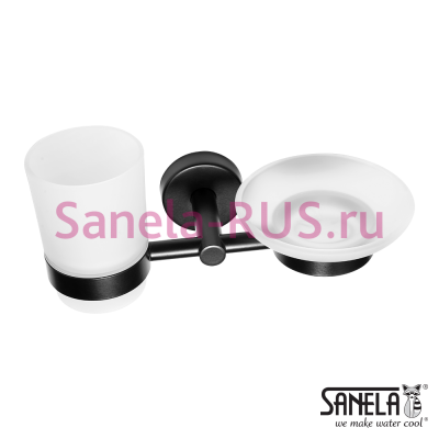 Нержавеющий двойной держатель со стаканом и мыльницей SLZD 17N арт: 62171 Sanela Чехия (фото, схема)