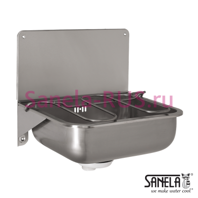 Техническая мойка со стенкой и решеткой SLVN 01 арт: 98010 Sanela Чехия (фото, схема)