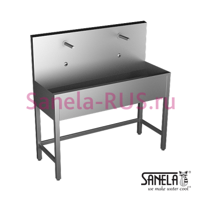 Нержавеющая раковина коллективная на ножках 1250мм SLUN 50E арт: 93501 Sanela Чехия (фото, схема)